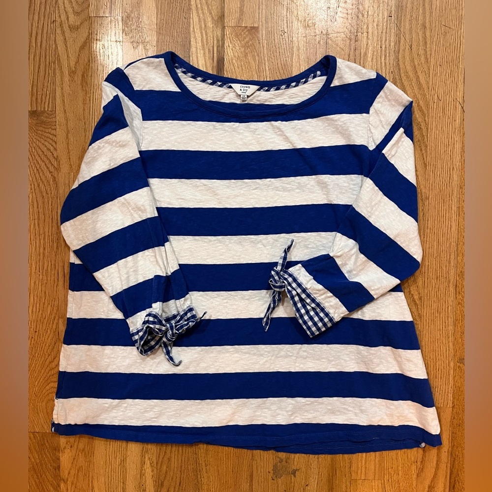 2X Crown & Ivy top.  Rugby stripped, 100% cotton cozy & flattering. Cruise wear